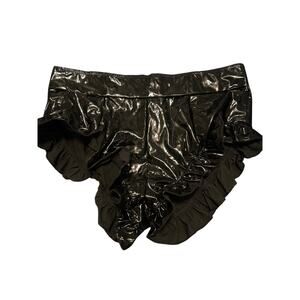 GUC Shein Shiny Black Ruffled Short Shorts Size 8-10 US